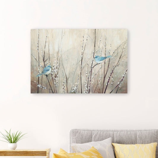 Pretty Birds Neutral Canvas Giclee Wall Art